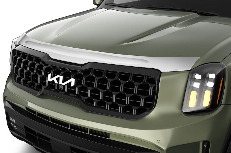Husky Liners Aeroskin Hood Protector |2892218| - Fits 2020-2025 Kia Telluride | Low Profile Deflector/Bug Shield - 1 pc. Chrome