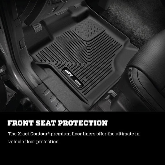 Husky Liners X-act Contour Floor Mats |53468| - Fits 2021-2026 Ford F-150, 2022-2026 F-150 Lightning, SuperCrew (Crew Cab) w/Fold Flat Storage | Front & 2nd Row, 3-pc Black