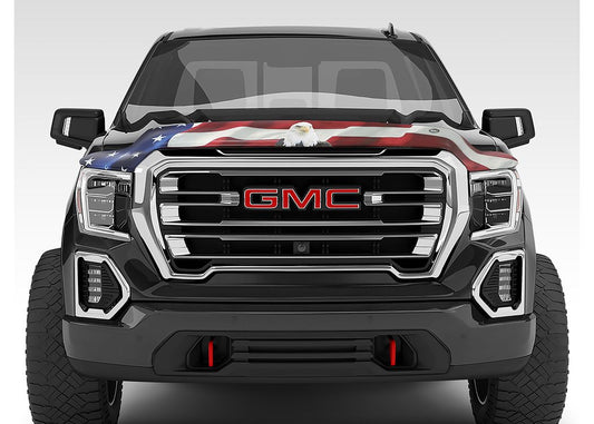 Husky Liners Hood Protector w/American Flag |2818045| - Fits 2009-2024 Ram 1500 Classic, Does NOT FIT 2009-2018 Ram 1500 Rebel, High Profile/Bug Shield - 1 pc., Multi-Colored-USA