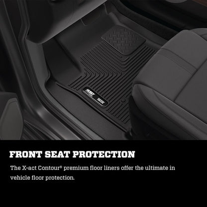 Husky Liners X-act Contour Floor Mats |53101| - Fits Various 2007-2014 Chevrolet Silverado & GMC Sierra, Suburban, Yukon, Tahoe, Cadillac Escalade (See Description) | Front Row, 2-pc Black