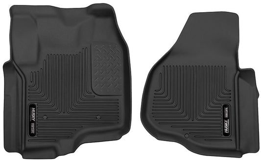 Husky Liners X-act Contour Floor Mats |53321| - Fits 2012-2016 Ford F-250/F-350/F-450/F-550 SUPERCAB ONLY/Crew CAB ONLY Without Manual Shifter with Drivers Side Foot Rest | Front Row, 2-pc Black