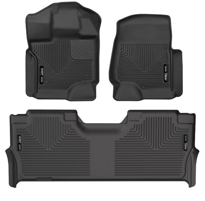 Husky Liners X-act Contour Floor Mats |53468| - Fits 2021-2026 Ford F-150, 2022-2026 F-150 Lightning, SuperCrew (Crew Cab) w/Fold Flat Storage | Front & 2nd Row, 3-pc Black