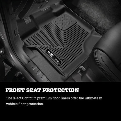 Husky Liners X-act Contour Floor Mats |53468| - Fits 2021-2026 Ford F-150, 2022-2026 F-150 Lightning, SuperCrew (Crew Cab) w/Fold Flat Storage | Front & 2nd Row, 3-pc Black