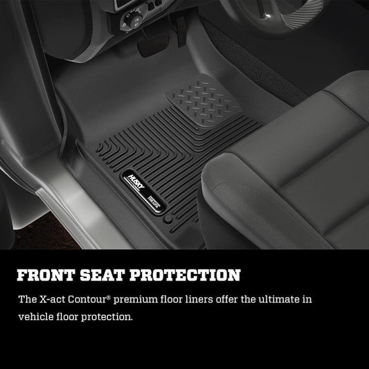Husky Liners X-act Contour Floor Mats |53511| - Fits 2009-2024 Dodge Ram 1500 (19-24 Classic Body Only) 2010-2018 Dodge Ram 2500/3500 Mega/Crew Cab Only | Front Row, 2-pc Black