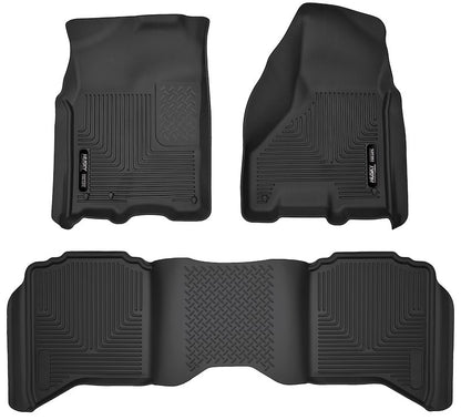 Husky Liners X-act Contour Floor Mats |53608| - Fits 2009-2010 Dodge Ram 1500/2500/3500; 2011-2024 Ram 1500/2500/3500 (19-24 Classic Body); Crew Cab Only w/Auto Trans | Front & 2nd Row, 3-pc Black