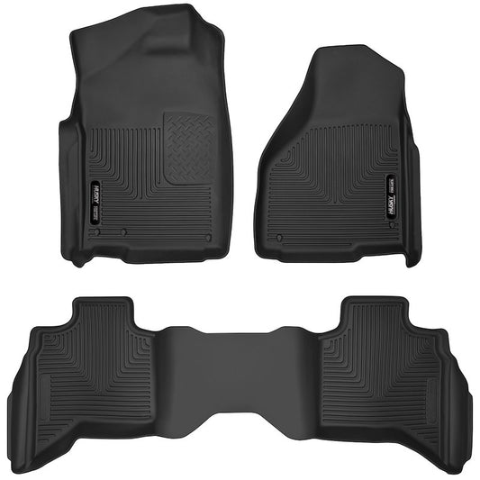 Husky Liners X-act Contour Floor Mats |53628| - Fits 2009-2024 Ram 1500 (19-24 Classic Body only) Quad CAB ONLY | Front & 2nd Row, 3-pc Black