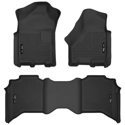 Husky Liners X-act Contour Floor Liners |53638| - Fits 2019-2026 Dodge Ram 2500/3500 Crew Cab; X-act Contour Front and 2nd Seat Floor Liners, 3-pc Black