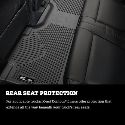 Husky Liners X-act Contour Floor Liners |53638| - Fits 2019-2026 Dodge Ram 2500/3500 Crew Cab; X-act Contour Front and 2nd Seat Floor Liners, 3-pc Black