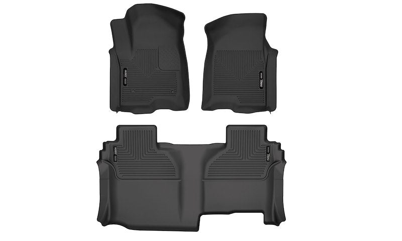 Husky Liners X-act Contour Floor Mats |53648| - Fits 2019-2026 Chevrolet Silverado & GMC Sierra 1500 & 2020-2026 Chevrolet Silverado & GMC Sierra 2500HD/3500HD Double CAB | Front & 2nd Row, 3-pc Black