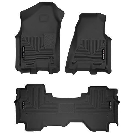 Husky Liners X-act Contour Floor Mats |53698| - Fits 2019-2024 Ram 1500 Quad CAB ONLY | Front & 2nd Row, 3-pc Black