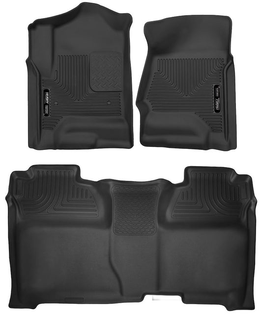 Husky Liners X-act Contour Floor Mats |53908| - Fits 2014-2018 Chevrolet Silverado & GMC Sierra 1500 Crew CAB ONLY; 2014-2019 Silverado/Sierra 2500/3500 Crew CAB ONLY | Front & 2nd Row, 3-pc Black