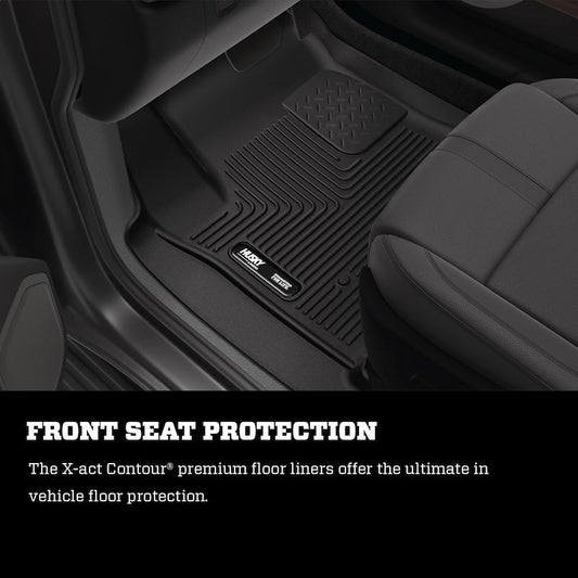Husky Liners X-act Contour Floor Mats |53918| - Fits 2014-2019 Chevrolet Silverado & GMC Sierra 1500 (2019 LD); 2015-2019 Silverado/GMC Sierra 2500HD/3500HD Double CAB ONLY | Front & 2nd Row, 3-pc Black