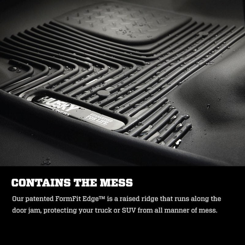 Husky Liners X-act Contour Floor Mats |53918| - Fits 2014-2019 Chevrolet Silverado & GMC Sierra 1500 (2019 LD); 2015-2019 Silverado/GMC Sierra 2500HD/3500HD Double CAB ONLY | Front & 2nd Row, 3-pc Black
