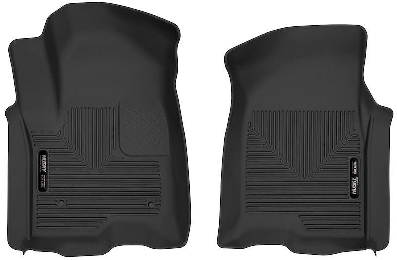 Husky Liners X-act Contour Floor Mats |54101| - Fits 2019-2026 Chevrolet Silverado & GMC Sierra 1500 & 2020-2026 Silverado & Sierra 2500HD/3500HD Double & Crew CAB ONLY | Front Row, 2-pc Black