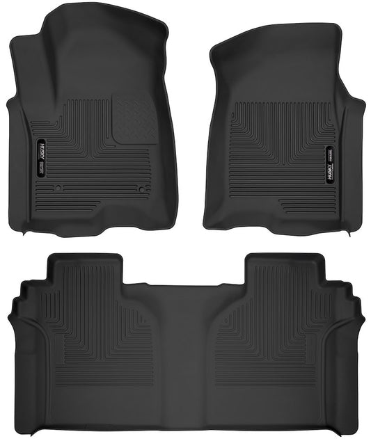 Husky Liners X-act Contour Floor Mats |54208| - Fits 2019-2026 Chevrolet Silverado & GMC Sierra 1500 & 2020-2026 Silverado/Sierra 2500HD/3500HD Crew CAB ONLY w/underseat strg | Front & 2nd Row, 3-pc Black