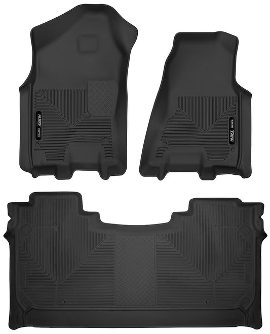 Husky Liners X-act Contour Floor Mats |54608| - Fits 2019-2024 Ram 1500 Crew Cab Only | Front & 2nd Row, 3-pc Black
