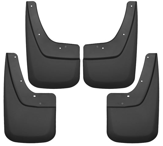 Husky Liners - Front & Rear Mud Guards |56896| - 2014-2018 GMC Sierra 1500, 2019 GMC Sierra 1500 Limited, 2015-2019 GMC Sierra 2500HD/3500 HD w/Single Rear Wheels, Front & Rear Set - Black, 4 Pc