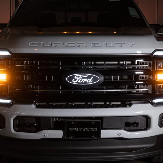 Putco Luminix White Oval LED Emblem |92803| - Fits Ford F250, F350, F450, F550 2023-2027 with Camera and Spray Washer