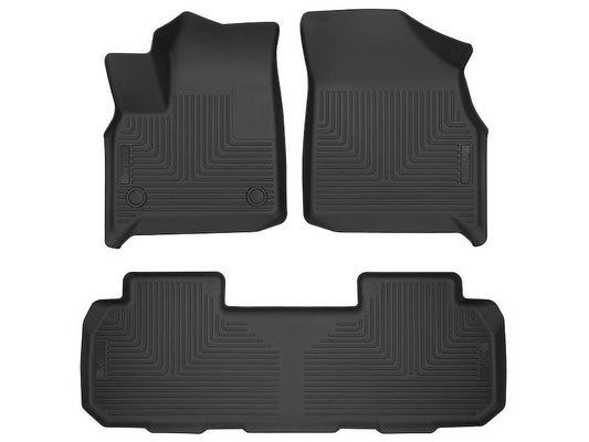 Husky Liners Weatherbeater Floor Mats | Fits 2018-2024 Buick Enclave, w/ 2nd Row Bucket Seats | Front & 2nd Row - 3-pc Black