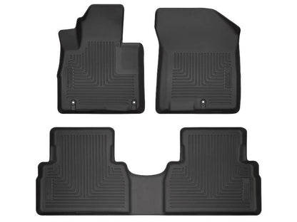 Husky Liners Weatherbeater Floor Mats |93821| - Fits 2019-2020 Hyundai Santa Fe | Front & 2nd Row, 3-pc Black