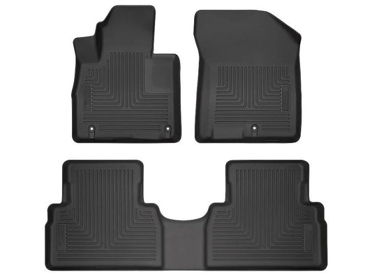 Husky Liners Weatherbeater Floor Mats |93821| - Fits 2019-2020 Hyundai Santa Fe | Front & 2nd Row, 3-pc Black