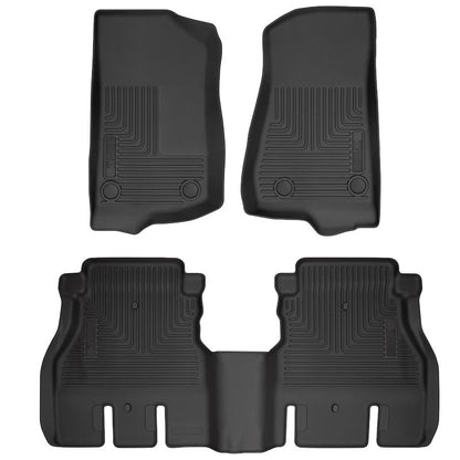 Husky Liners Weatherbeater Floor Mats |93921| - Fits 2018-2025 Jeep Wrangler(JL), Unlimited, 4-Door | Front & 2nd Row, 3-pc Black