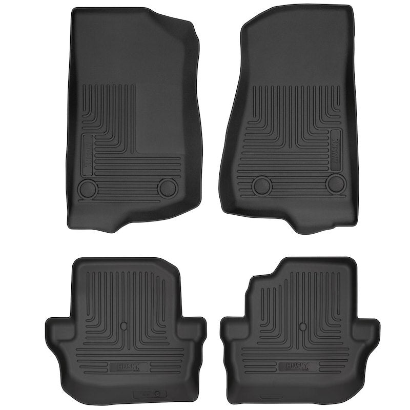 Husky Liners Weatherbeater Floor Mats |93991| - Fits 2018-2025 Jeep Wrangler(JL), 2-Door | Front & 2nd Row, 4-pc Black