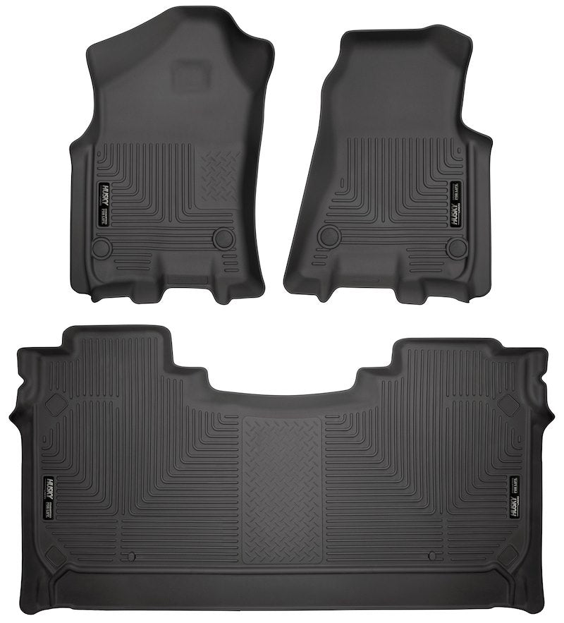Husky Liners Weatherbeater Floor Mats |94001| - Fits 2019-2024 Ram 1500 CREW CAB ONLY w/ Factory Underseat Storage (Will NOT Fit Quad Cab) | Front & 2nd Row, 3-pc Black