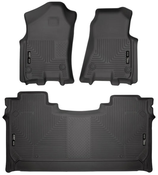 Husky Liners Weatherbeater Floor Mats |94001| - Fits 2019-2024 Ram 1500 CREW CAB ONLY w/ Factory Underseat Storage (Will NOT Fit Quad Cab) | Front & 2nd Row, 3-pc Black