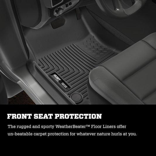 Husky Liners Weatherbeater Floor Mats |94011| - Fits 2019-2024 Ram 1500 Quad Cab | Front & 2nd Row, 3-pc Black