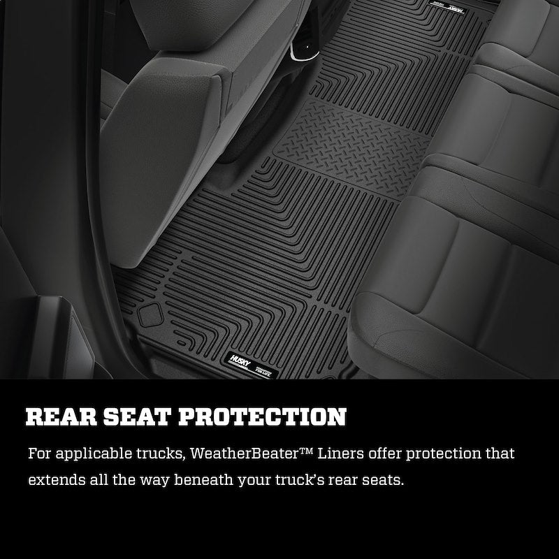 Husky Liners Weatherbeater Floor Mats |94011| - Fits 2019-2024 Ram 1500 Quad Cab | Front & 2nd Row, 3-pc Black