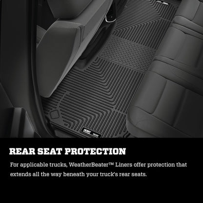 Husky Liners Weatherbeater Floor Mats |94011| - Fits 2019-2024 Ram 1500 Quad Cab | Front & 2nd Row, 3-pc Black