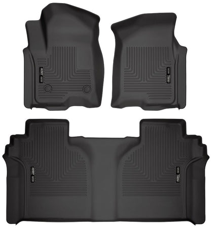 Husky Liners Weatherbeater Floor Mats |94021| - Fits 2019-2026 Chevrolet Silverado & GMC Sierra 1500; 2020-2026 Silverado/Sierra 2500HD/3500HD Crew Cab w/Carpet & Underseat Stg | Front & 2nd Row, 3-pc Black