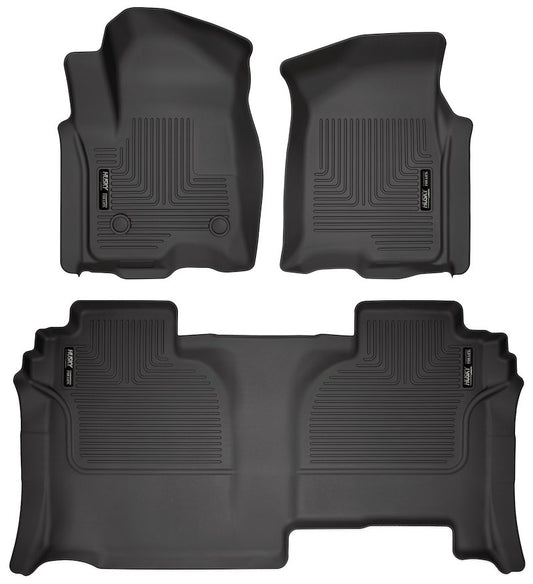 Husky Liners Weatherbeater Floor Mats |94031| - Fits 2019-2026 Chevrolet Silverado & GMC Sierra 1500, New Body, 2022-2026 Silverado/Sierra 2500HD/3500HD Double Cab, No Crew Cab | Front & 2nd Row 3-pc Black