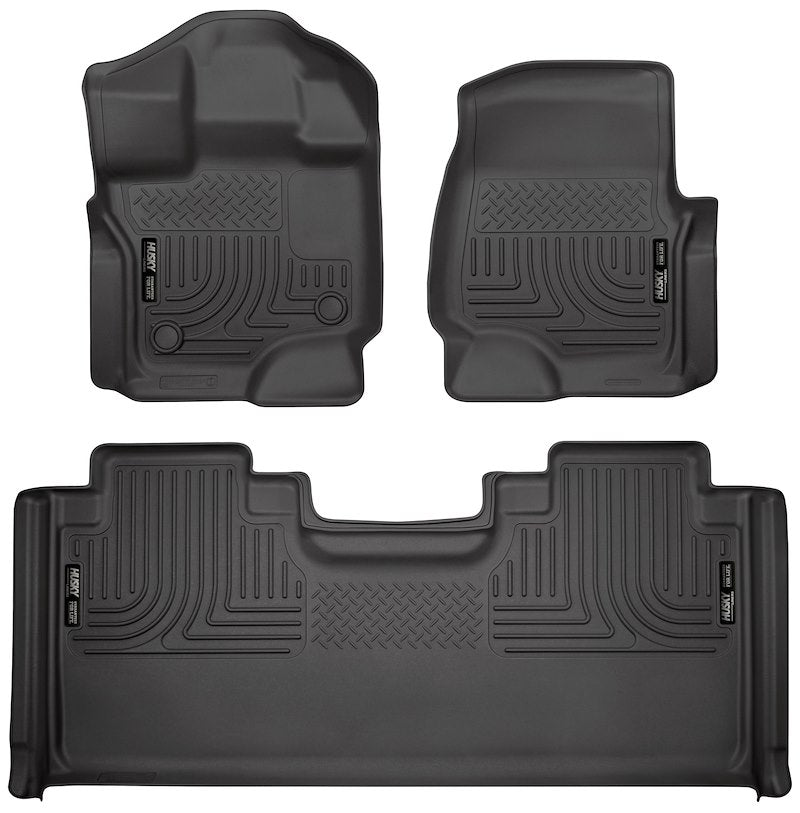 Husky Liners Weatherbeater Floor Mats |94051| - Fits 2015-2026 Ford F-150 SUPERCAB ONLY | Front & 2nd Row, 3-pc Black