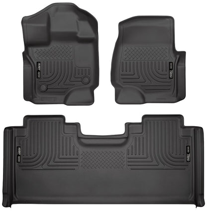 Husky Liners Weatherbeater Floor Mats |94051| - Fits 2015-2026 Ford F-150 SUPERCAB ONLY | Front & 2nd Row, 3-pc Black