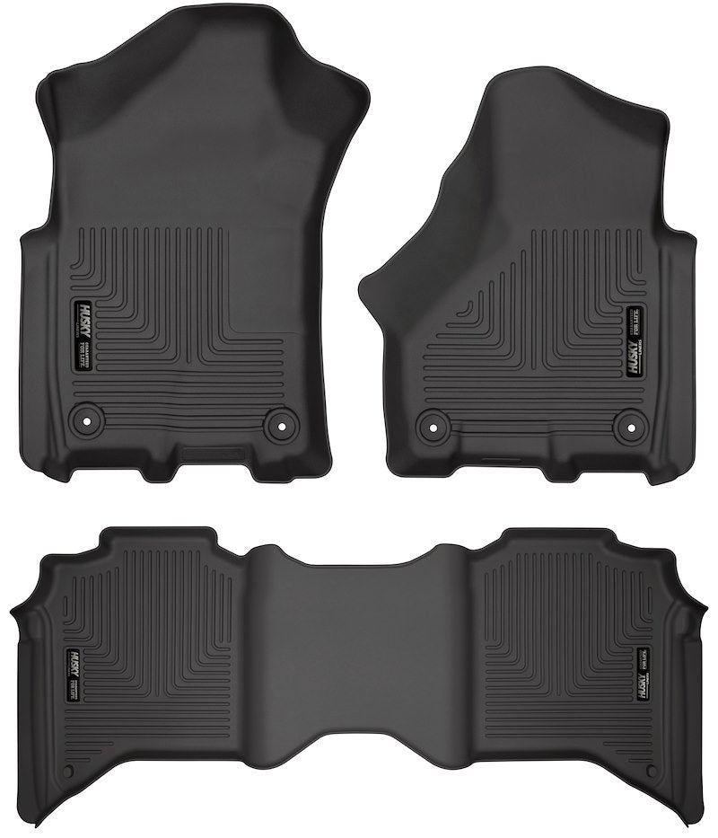 Husky Liners Floor Liners Weatherbeater Floor Liners |94111| - Fits 2019-2026 Ram 2500/3500 Crew Cab - Front & 2nd Row Liner, 3-pc Black