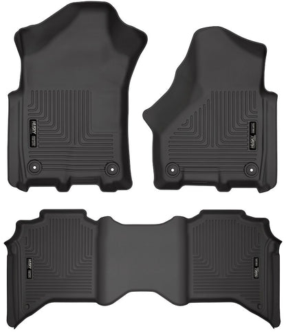 Husky Liners Floor Liners Weatherbeater Floor Liners |94111| - Fits 2019-2026 Ram 2500/3500 Crew Cab - Front & 2nd Row Liner, 3-pc Black