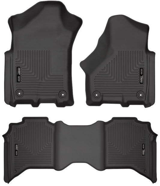 Husky Liners Floor Liners Weatherbeater Floor Liners |94111| - Fits 2019-2026 Ram 2500/3500 Crew Cab - Front & 2nd Row Liner, 3-pc Black