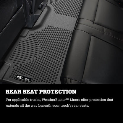 Husky Liners Weatherbeater Floor Mats |94121| - Fits 2020-2026 Ford F-150, 2022-2026 F-150 Lightning, SuperCrew (Crew Cab) w/Carpet & w/Fold Flat Storage | Front & 2nd Row, 3-pc Black