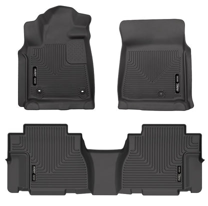 Husky Liners Weatherbeater Floor Mats |95101| - Fits 2012-2022 Toyota Sequoia w/Out 2nd Seat Console ONLY | Front & 2nd Row, 3-pc Black