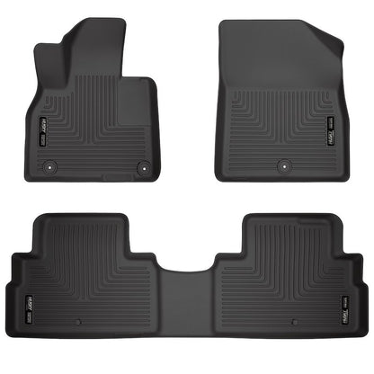 Husky Liners Weatherbeater Floor Mats |95711| - Fits 2020-2025 Hyundai Palisade | Front & 2nd Row, 3-pc Black