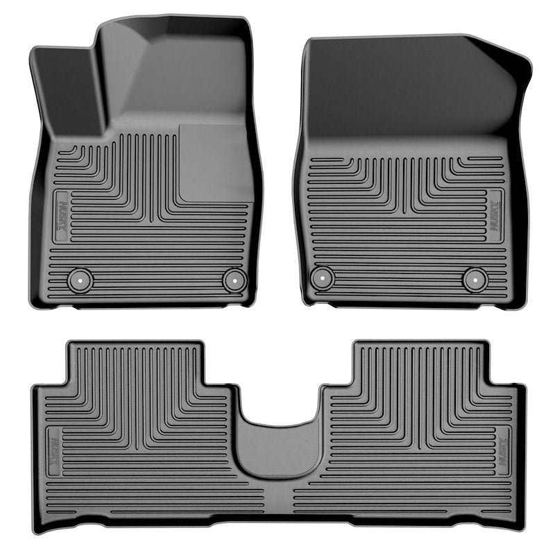 Husky Liners Weatherbeater Floor Mats |96891| - Fits 2022-2024 Hyundai Ioniq 5 w/Sliding Center Console | Front & 2nd Row, 3-pc Black