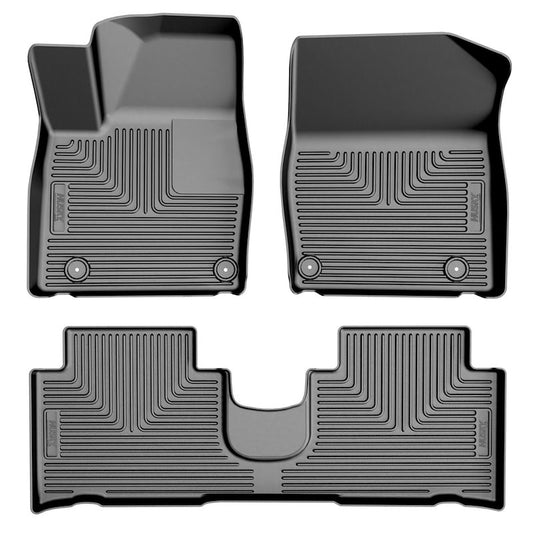 Husky Liners Weatherbeater Floor Mats |96891| - Fits 2022-2024 Hyundai Ioniq 5 w/Sliding Center Console | Front & 2nd Row, 3-pc Black