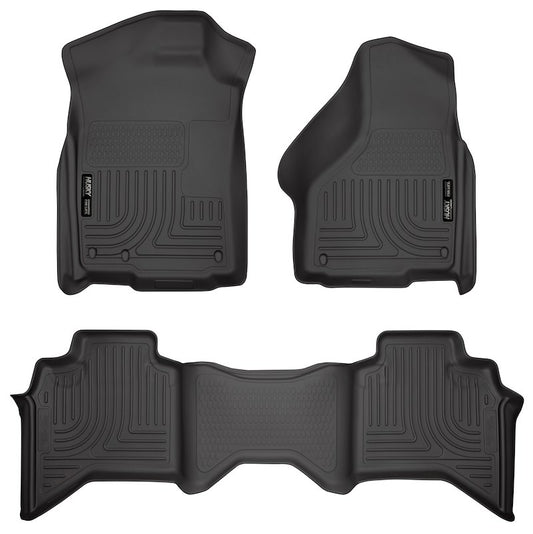 Husky Liners Weatherbeater Floor Mats |98031| - Fits 2002-2008 Dodge Ram 1500 Crew Cab; 2003-2009 Dodge Ram 2500/3500 Crew Cab | Front & 2nd Row, 3-pc Black