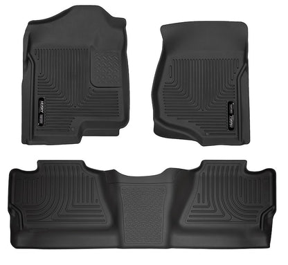 Husky Liners WeatherBeater Floor Liners |98201| - Fits 2007-2014 Chevrolet Silverado 1500/2500HD/3500HD, Combination Front & 2ND Seat Floor Liners - (3 PCS) Black