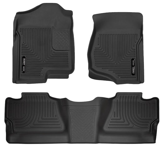 Husky Liners WeatherBeater Floor Liners |98201| - Fits 2007-2014 Chevrolet Silverado 1500/2500HD/3500HD, Combination Front & 2ND Seat Floor Liners - (3 PCS) Black
