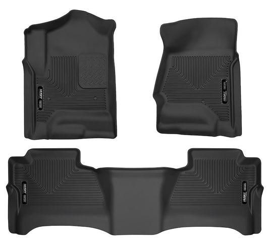 Husky Liners Weatherbeater Floor Mats |98231| - Fits 2014-2018 Chevrolet Silverado & GMC Sierra 1500 Crew Cab; 2015-2019 Silverado/Sierra 2500HD/3500HD Crew Cab (Footwell Cvg) | Front & 2nd Row, 3-pc Black