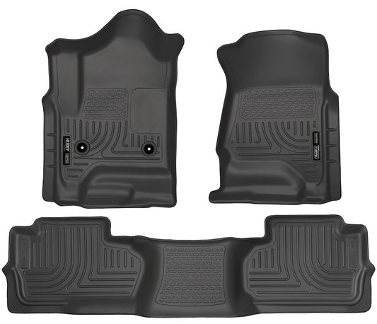 Husky Liners Weatherbeater Floor Mats |98241| - Fits 2014-2019 Chevrolet Silverado & GMC Sierra 1500 (19 LD Only); 2015-2019 Silverado/Sierra 2500HD/3500HD Dbl Cab (Footwell Cvg) | Front & 2nd Row, 3-pc Black