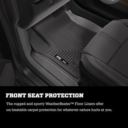 Husky Liners Weatherbeater Floor Mats |98241| - Fits 2014-2019 Chevrolet Silverado & GMC Sierra 1500 (19 LD Only); 2015-2019 Silverado/Sierra 2500HD/3500HD Dbl Cab (Footwell Cvg) | Front & 2nd Row, 3-pc Black